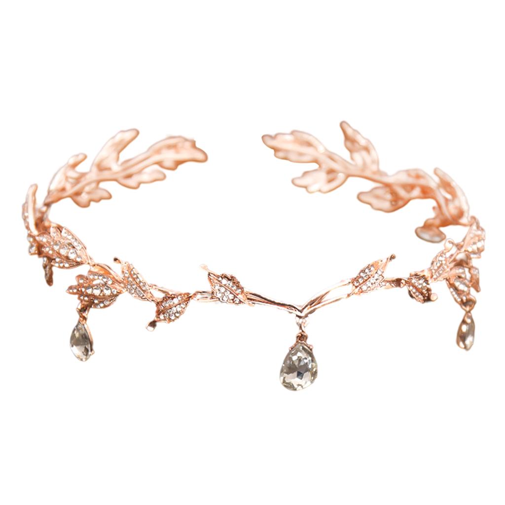 Forehead Chain Headband Crystal Crown for Hair Jewelry Ornament Rose Gold