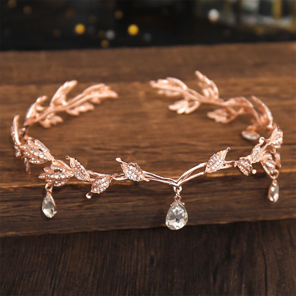 Forehead Chain Headband Crystal Crown for Hair Jewelry Ornament Rose Gold