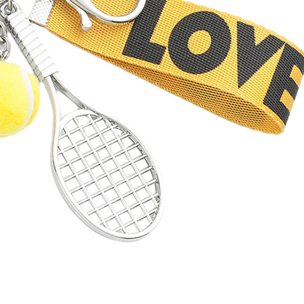 Tennis Racket Keychain Novelty Fashionable for Tennis Lovers Players Yellow