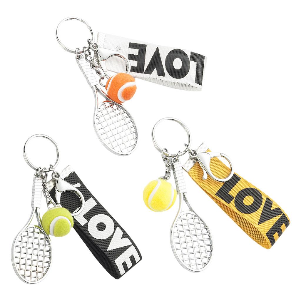 Tennis Racket Keychain Novelty Fashionable for Tennis Lovers Players Yellow