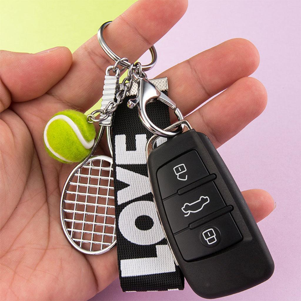 Tennis Racket Keychain Novelty Fashionable for Tennis Lovers Players Green