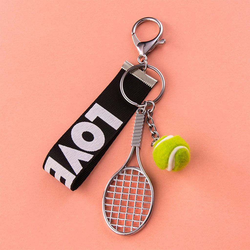 Tennis Racket Keychain Novelty Fashionable for Tennis Lovers Players Green