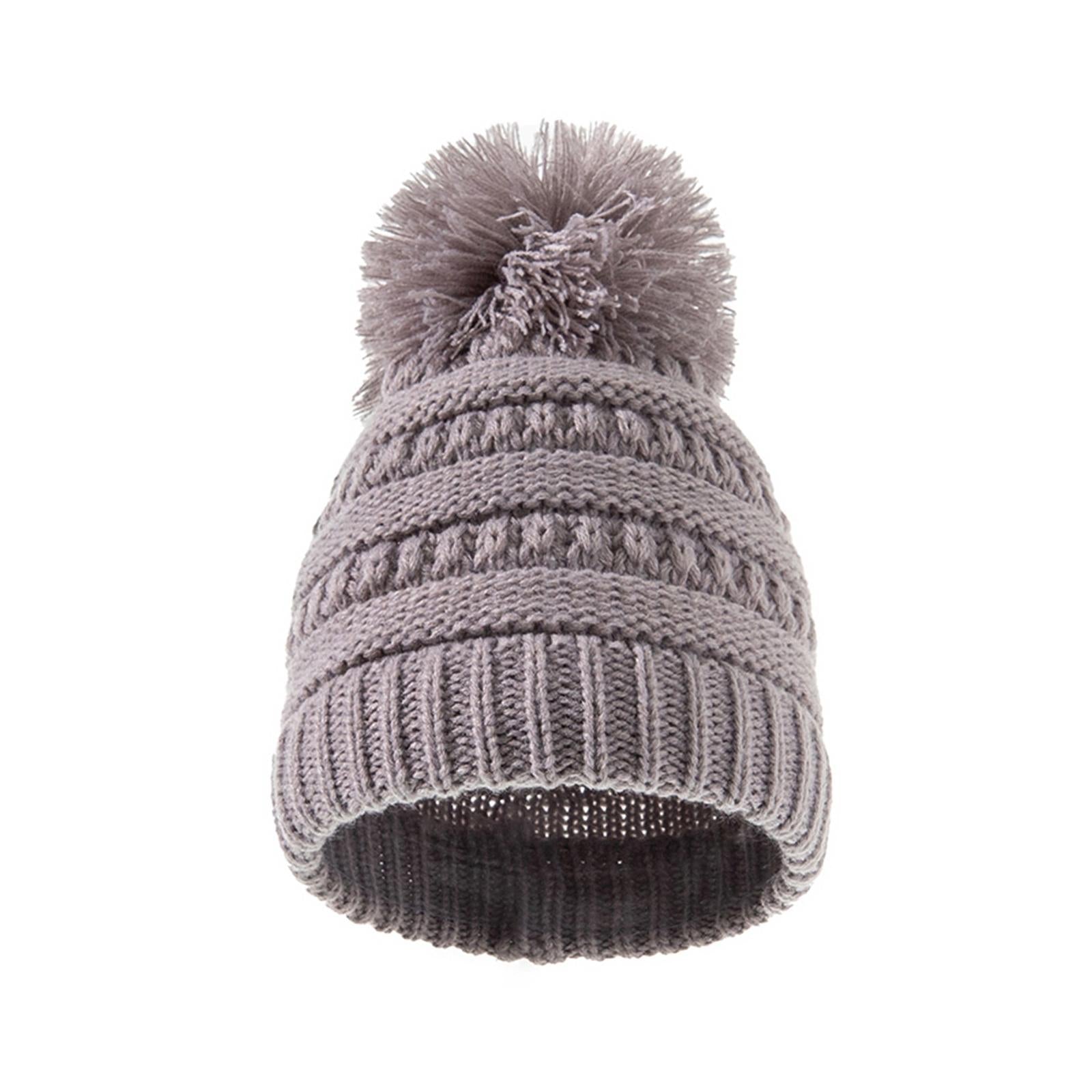 2Pcs Baby Winter Warm Hat Kids Knit Beanie Scarf Set Windproof Gray Hat