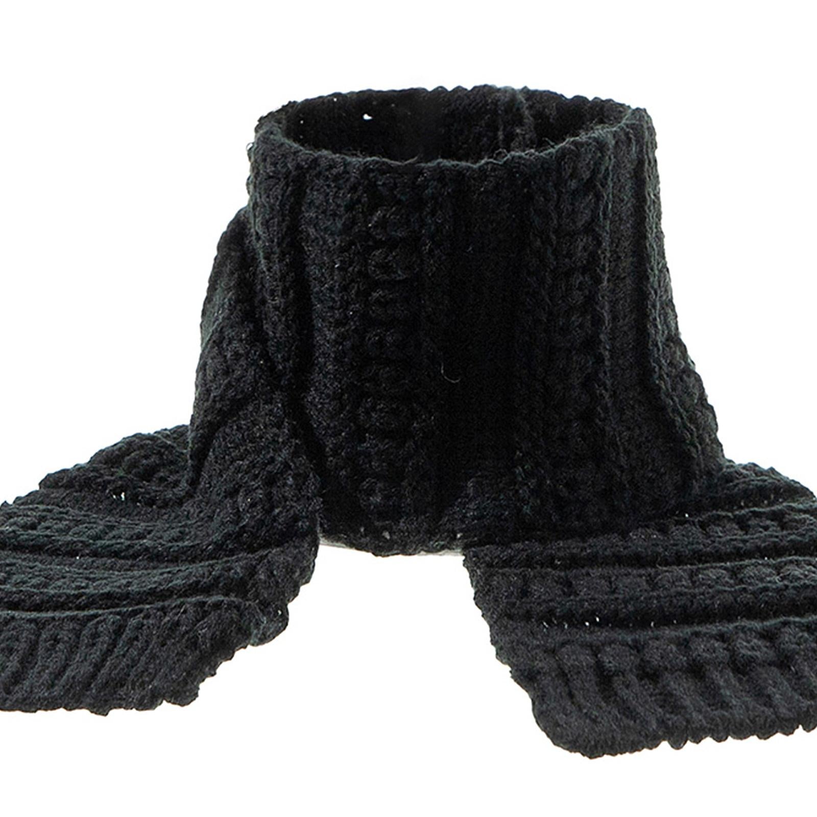 2Pcs Baby Winter Warm Hat Kids Knit Beanie Scarf Set Windproof Black Scraf