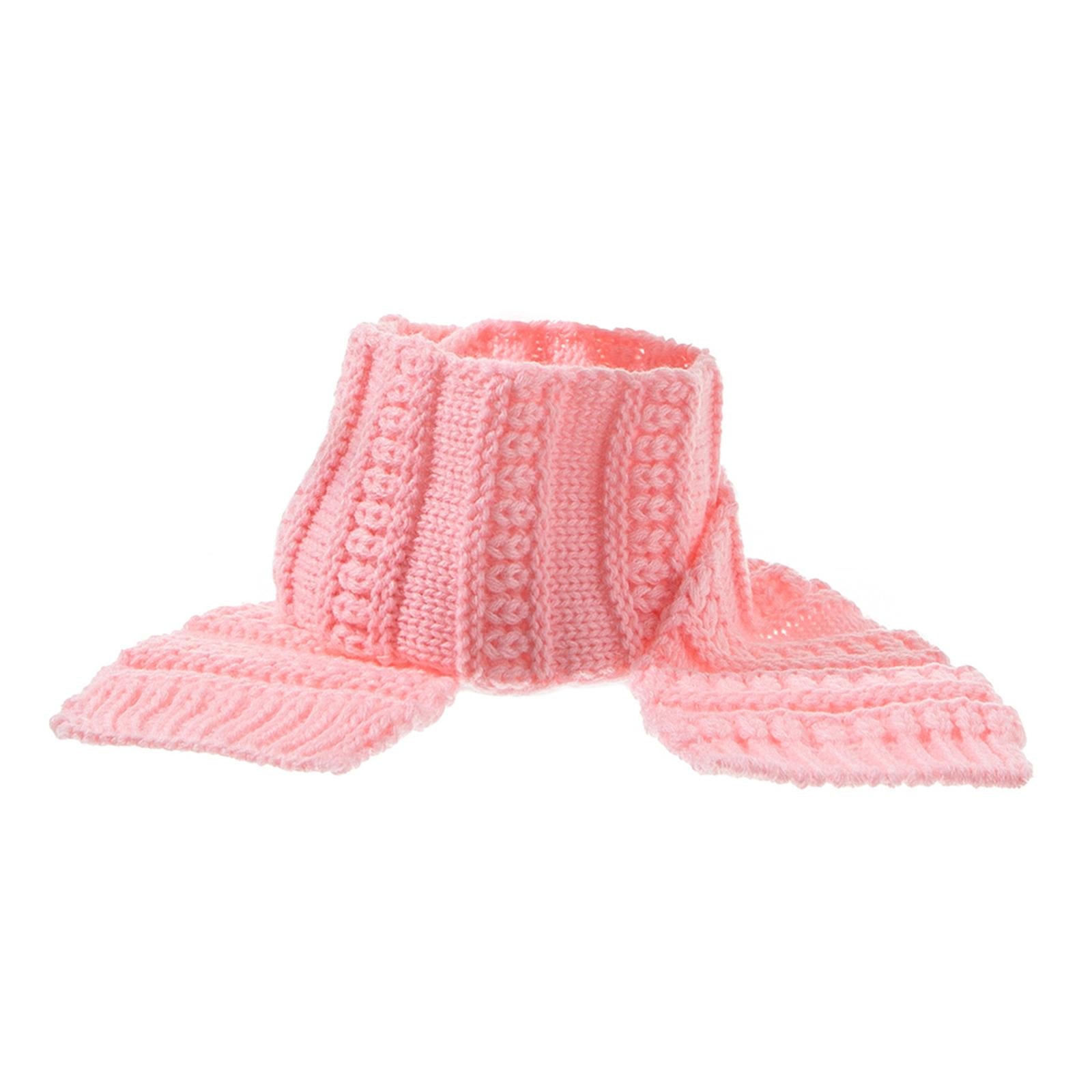 2Pcs Baby Winter Warm Hat Kids Knit Beanie Scarf Set Windproof Pink Scraf