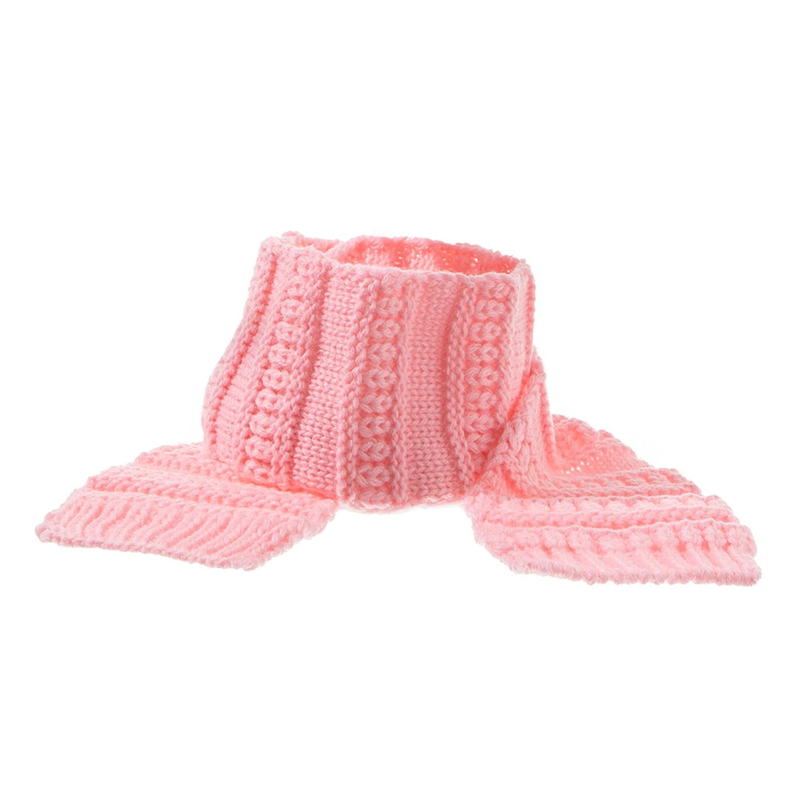 2Pcs Baby Winter Warm Hat Kids Knit Beanie Scarf Set Windproof Pink Scraf