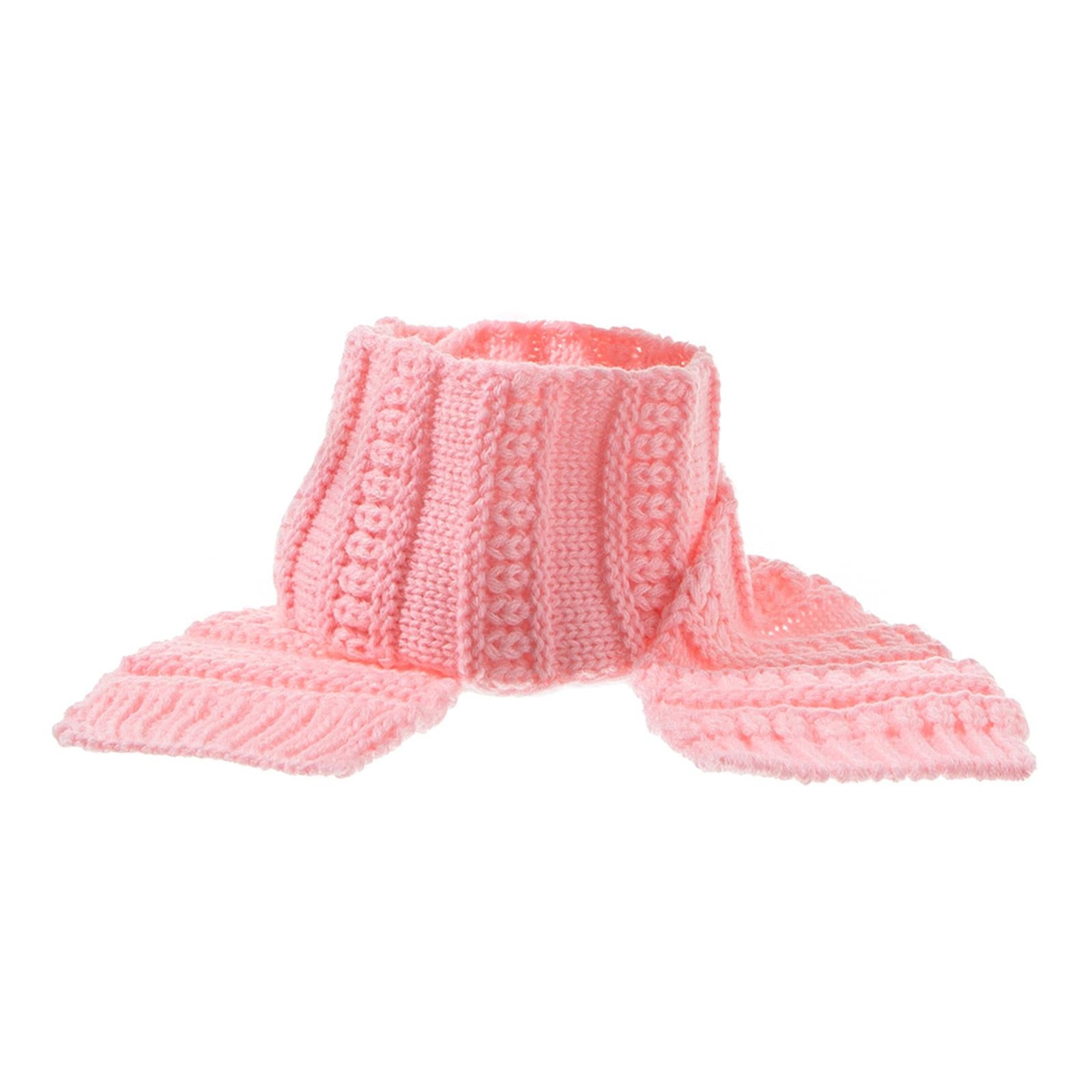 2Pcs Baby Winter Warm Hat Kids Knit Beanie Scarf Set Windproof Pink Scraf