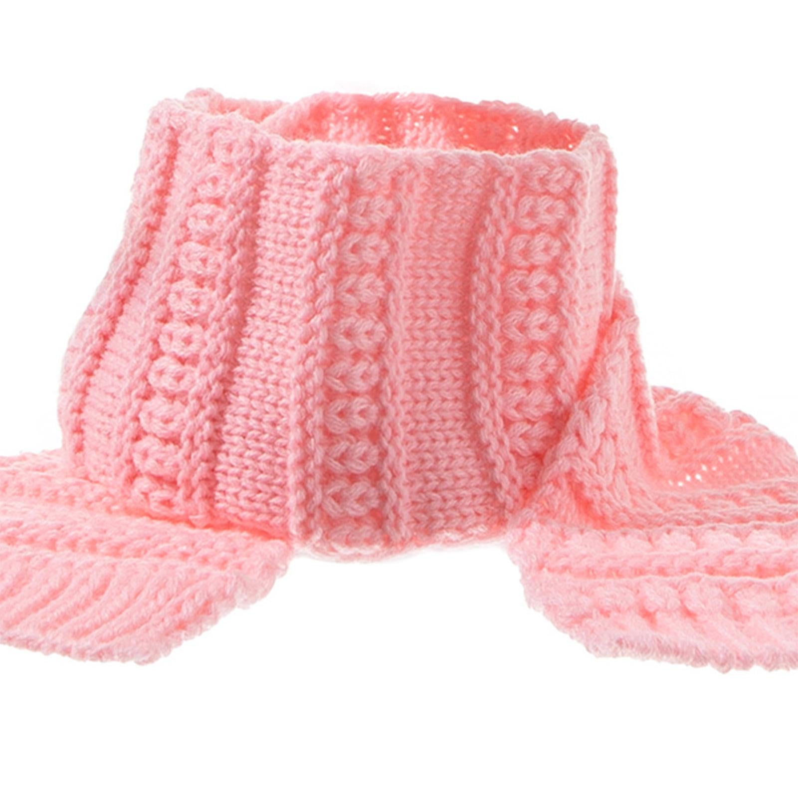 2Pcs Baby Winter Warm Hat Kids Knit Beanie Scarf Set Windproof Pink Scraf
