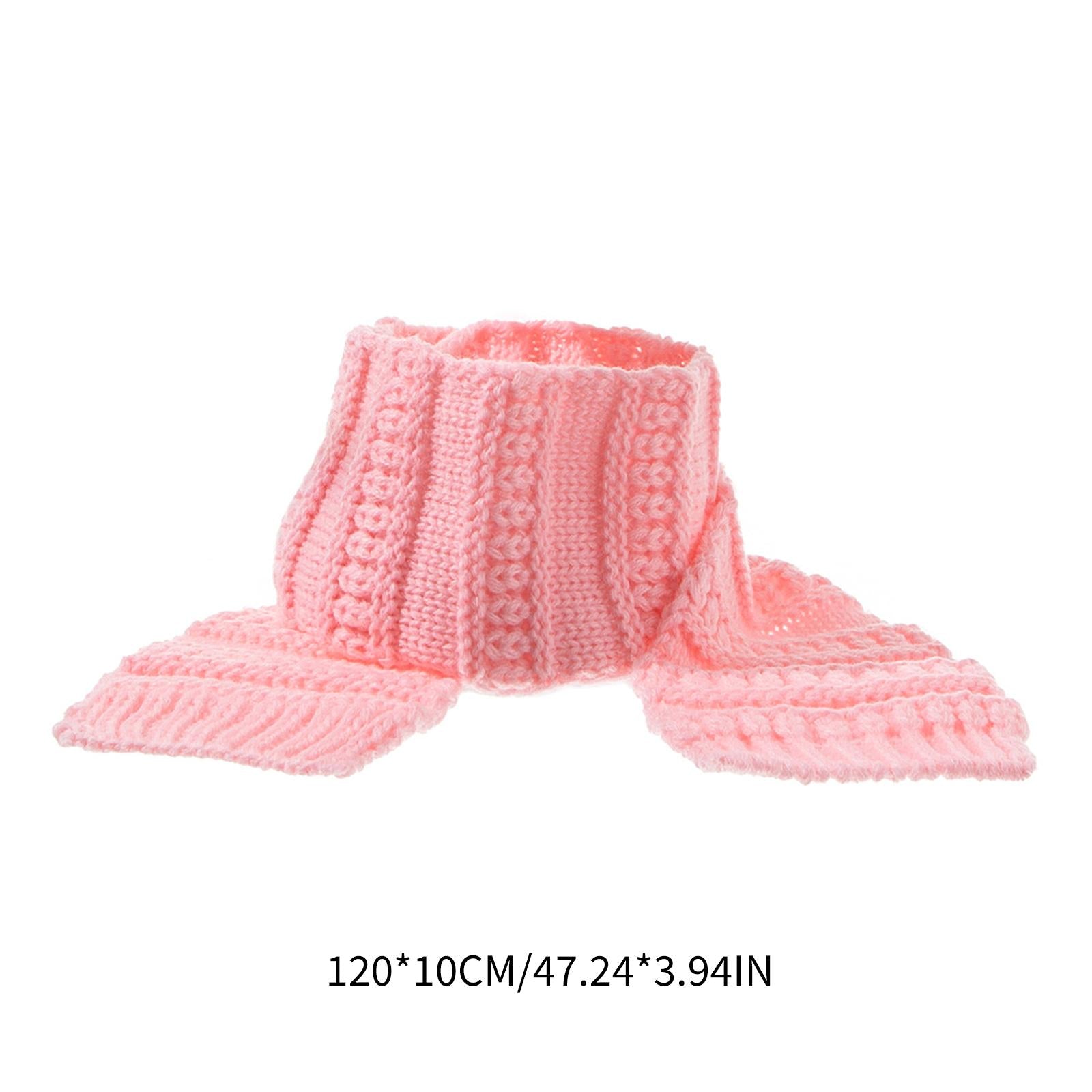 2Pcs Baby Winter Warm Hat Kids Knit Beanie Scarf Set Windproof Pink Scraf