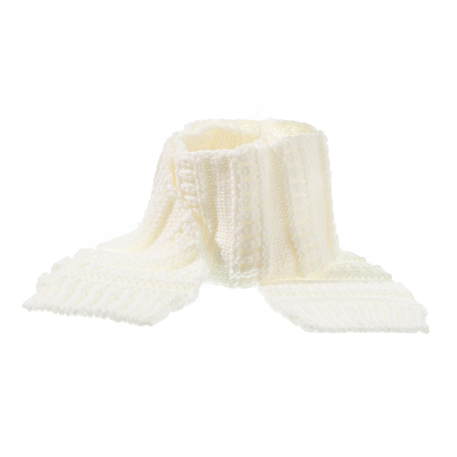2Pcs Baby Winter Warm Hat Kids Knit Beanie Scarf Set Windproof White Scraf