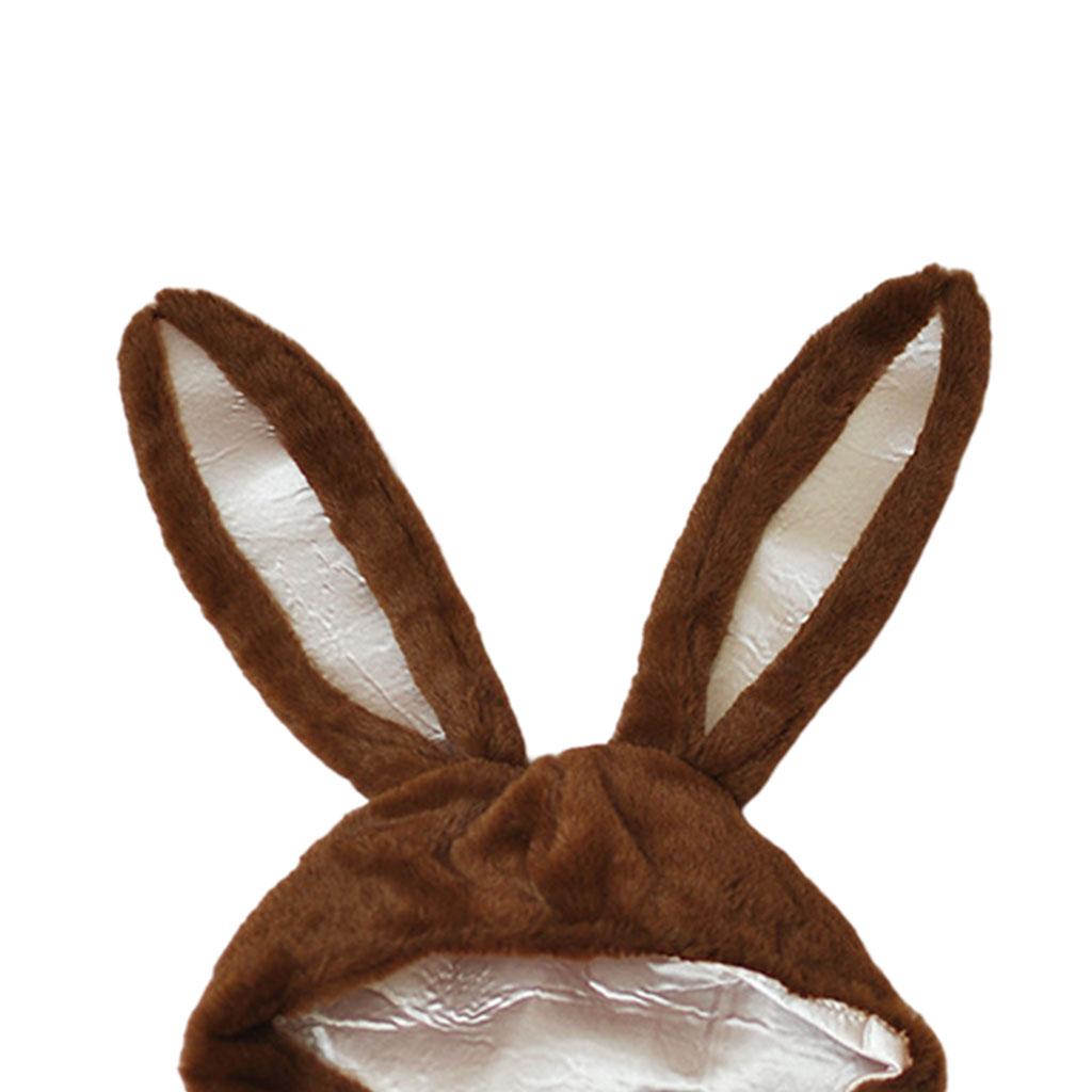 Cute Rabbit Hat with Adjustable Ears Warm Animal Soft Plush Brown