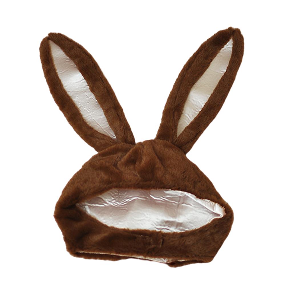 Cute Rabbit Hat with Adjustable Ears Warm Animal Soft Plush Brown