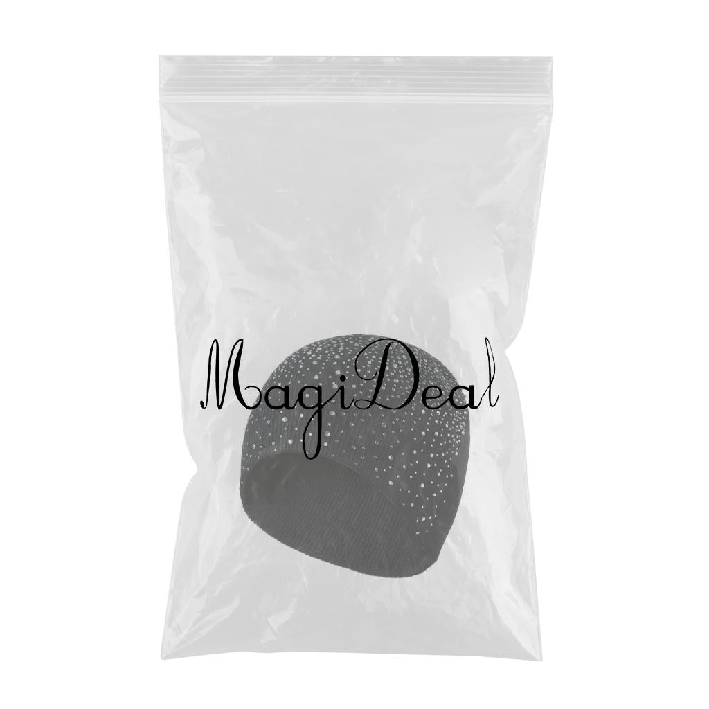 Winter Women Beanie Hat Knitted Thick Warm Acrylic Plain Soft Caps Black