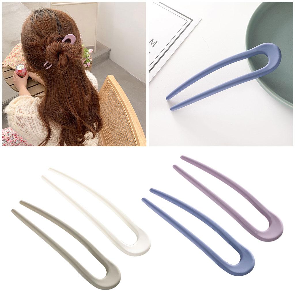 Hair Sticks Headwear U Shape Hair Pin for Lady Fashion Styling Grey