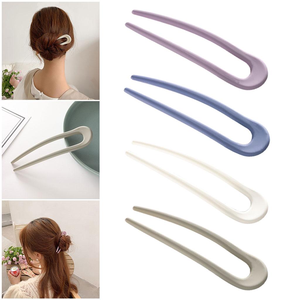 Hair Sticks Headwear U Shape Hair Pin for Lady Fashion Styling Grey