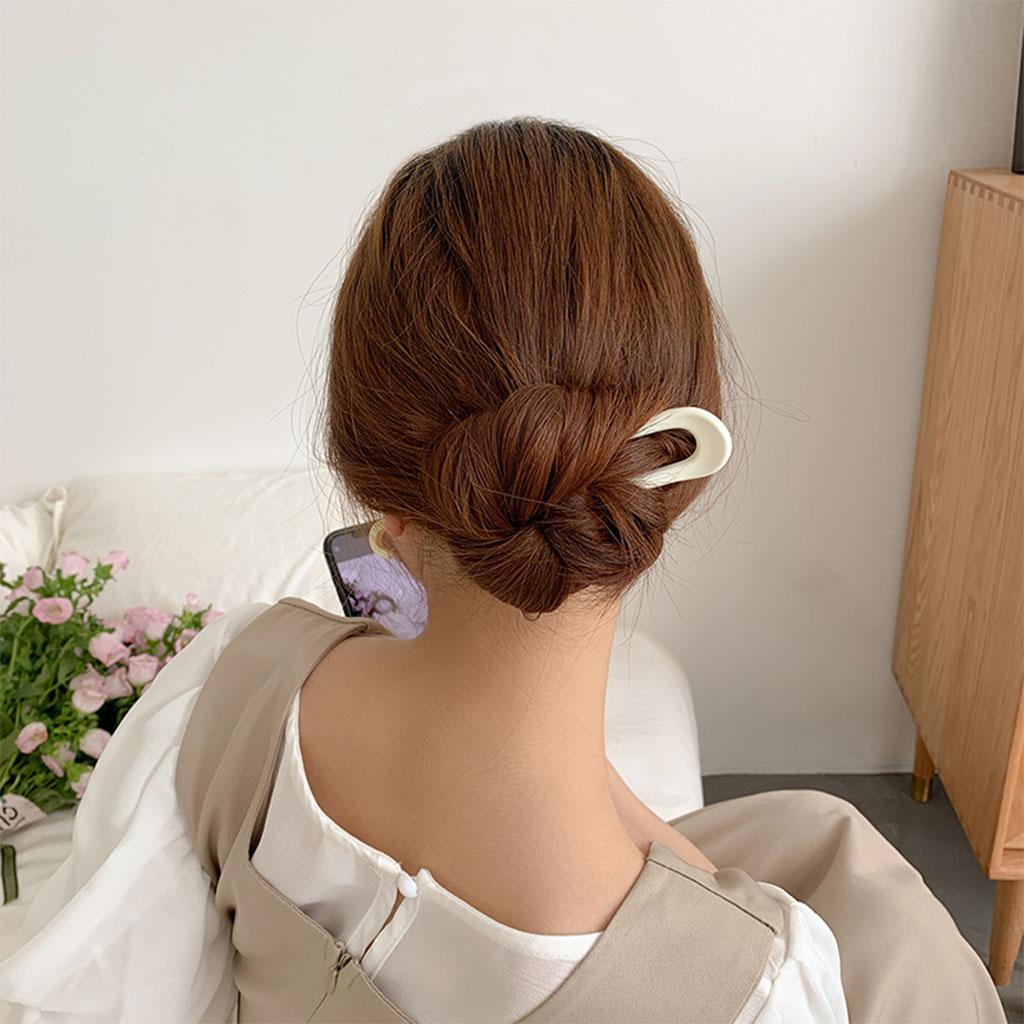 Hair Sticks Headwear U Shape Hair Pin for Lady Fashion Styling Beige