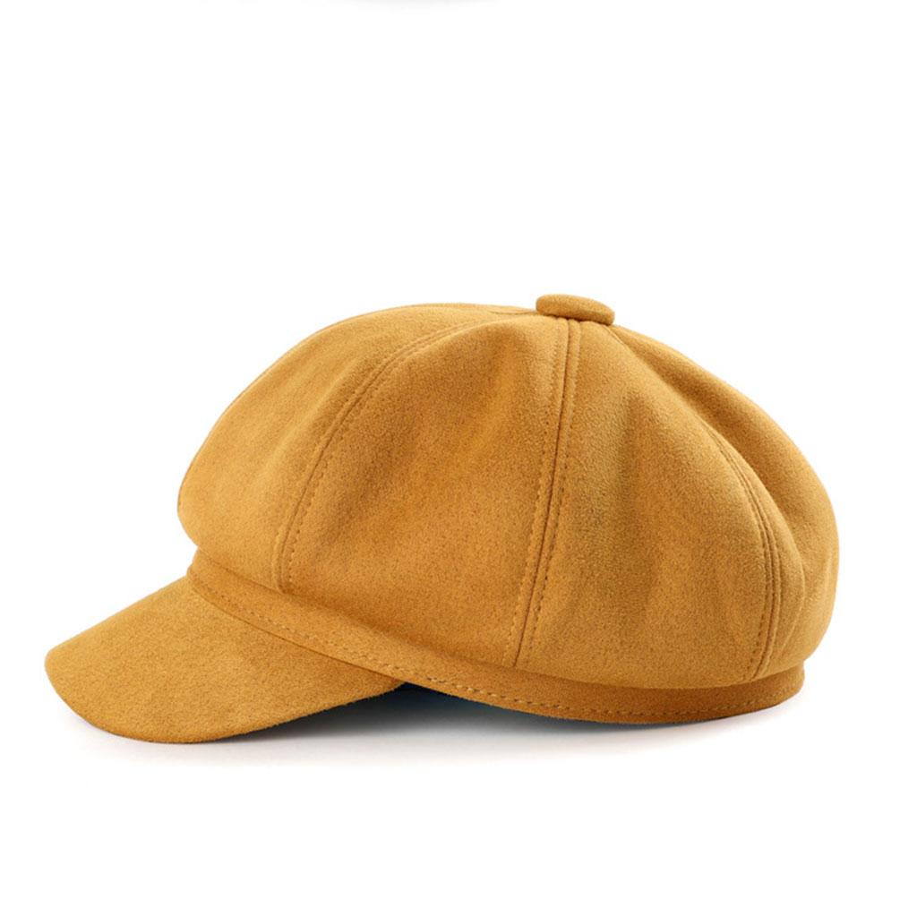 Warm Solid Berets Hat Chain Flat Hat Visor Peaked Hat Outdoor Yellow