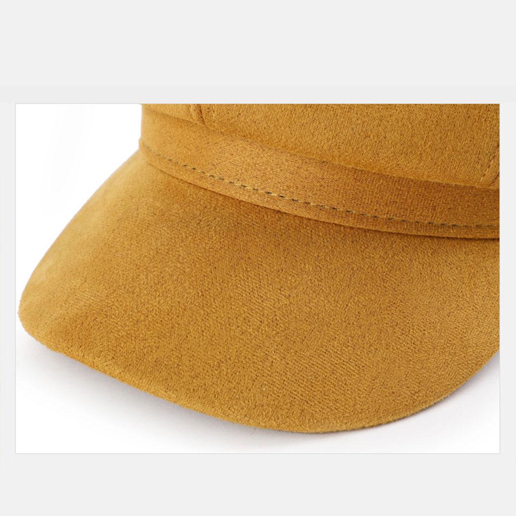 Warm Solid Berets Hat Chain Flat Hat Visor Peaked Hat Outdoor Yellow