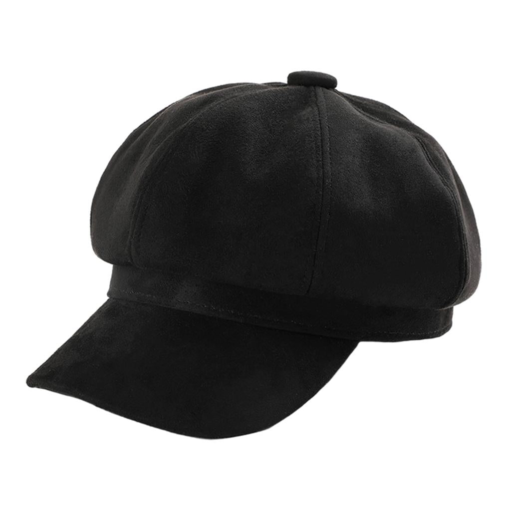 Warm Solid Berets Hat Chain Flat Hat Visor Peaked Hat Outdoor Black