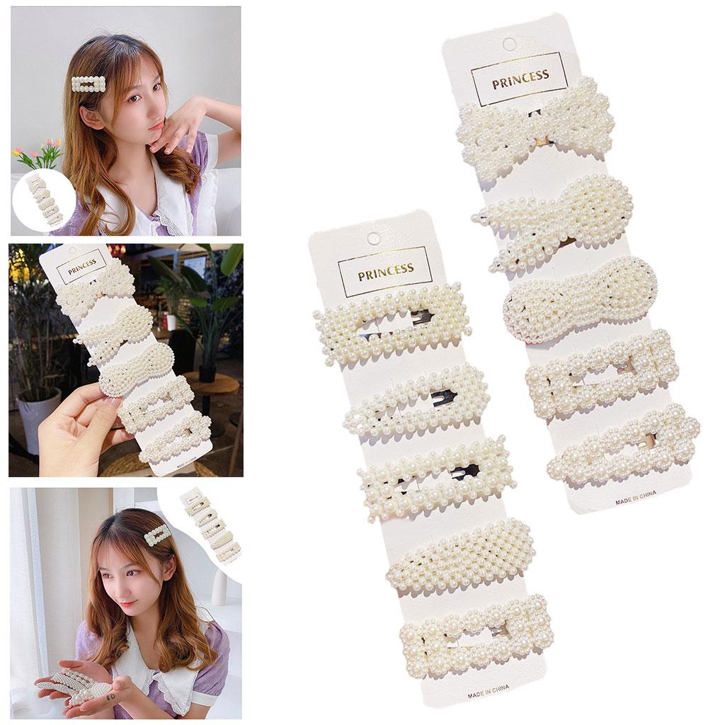 5 x Elegant Hairpin Barrettes Pearl Hair Clips for Girls Style 1