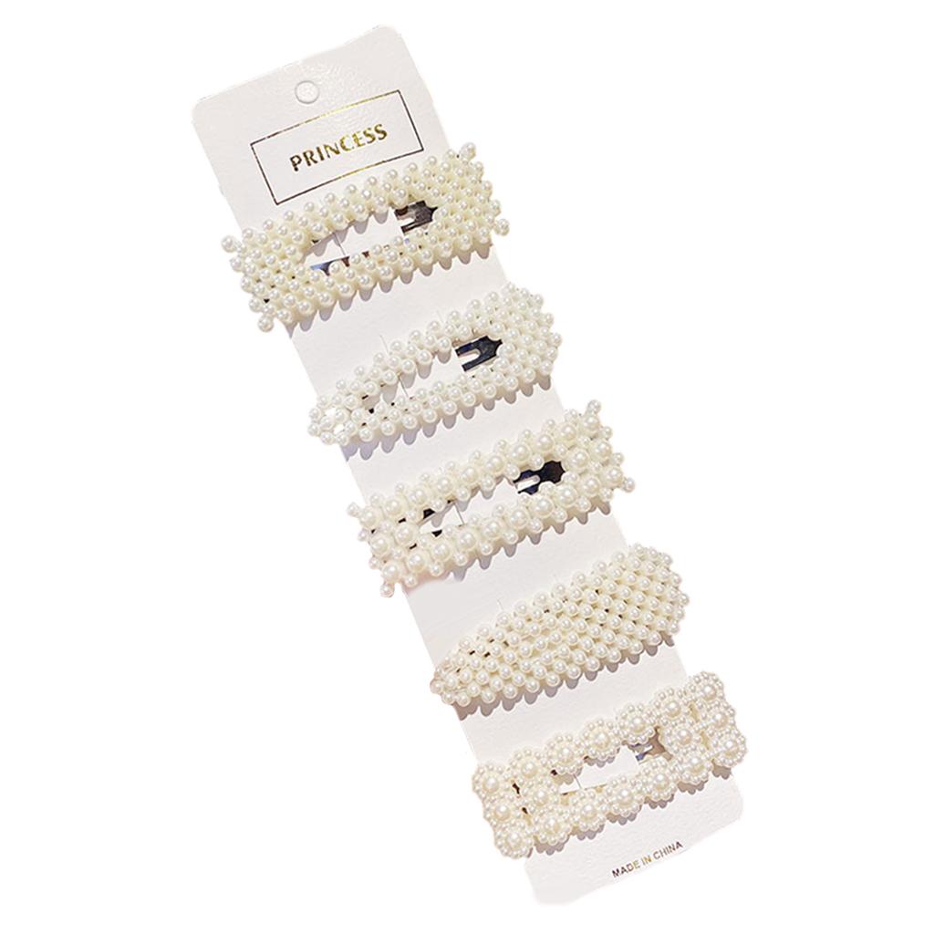 5 x Elegant Hairpin Barrettes Pearl Hair Clips for Girls Style 3