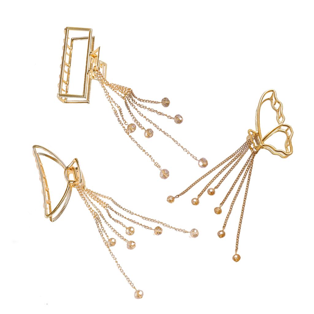 Claw Clips Alloy Tassel Hair Catch Clip for Long Hair Ponytail Butterfly