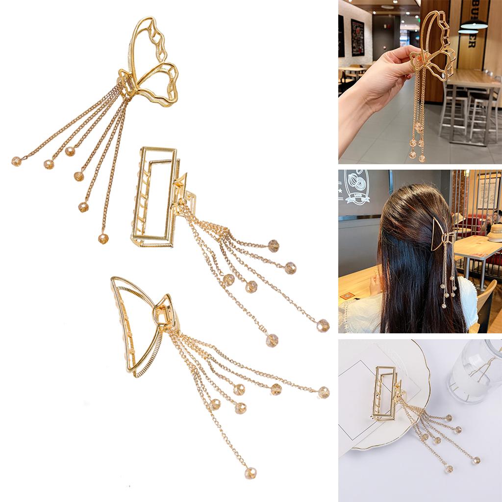 Claw Clips Alloy Tassel Hair Catch Clip for Long Hair Ponytail Butterfly