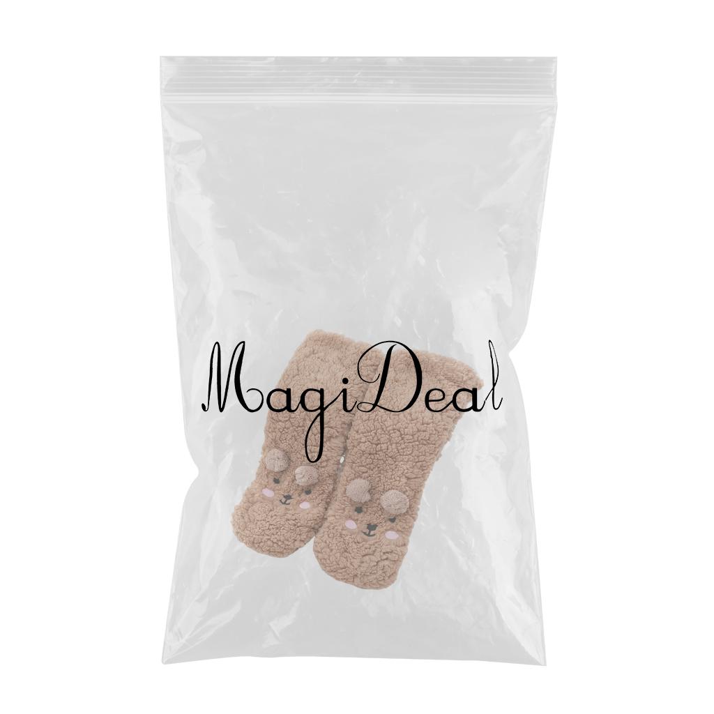 Coral Fleece Socks Thick Little Bear Warm Cozy for Work Sleeping Winter Brown