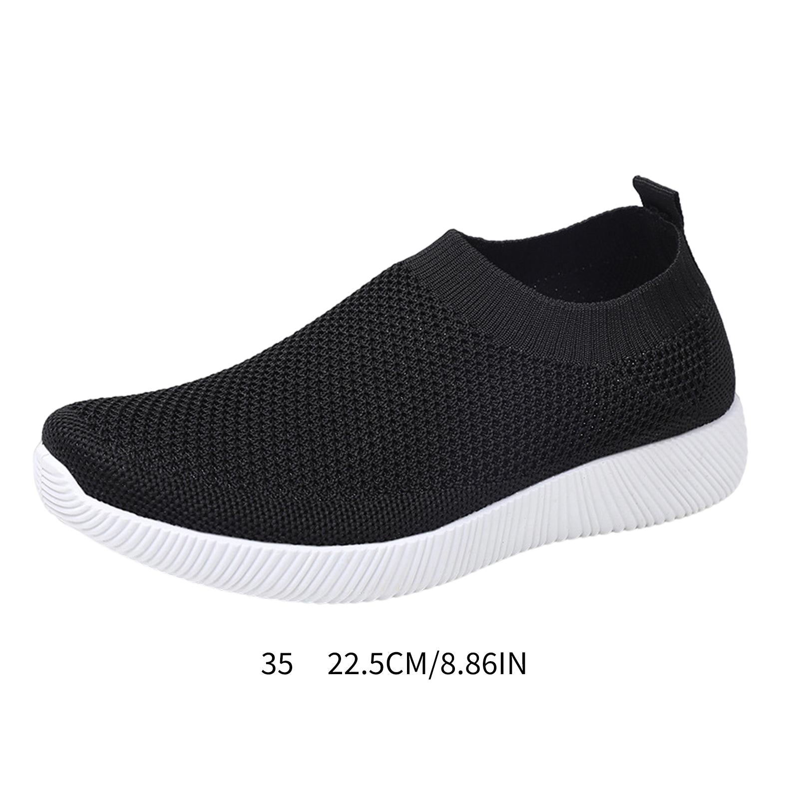 Women Sneakers Shoes Nurse Workwear Slip Resistant Casual Slip On Flat Shoes Black 35