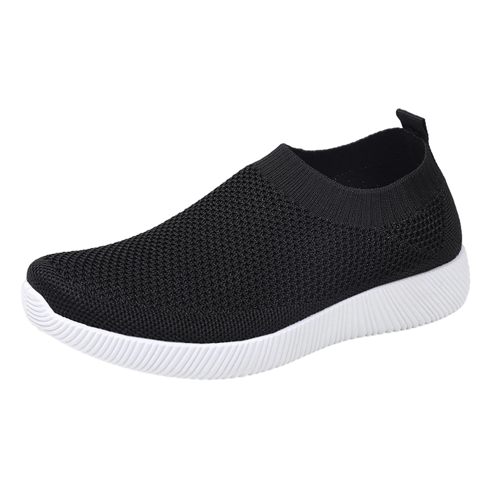 Women Sneakers Shoes Nurse Workwear Slip Resistant Casual Slip On Flat Shoes Black 35