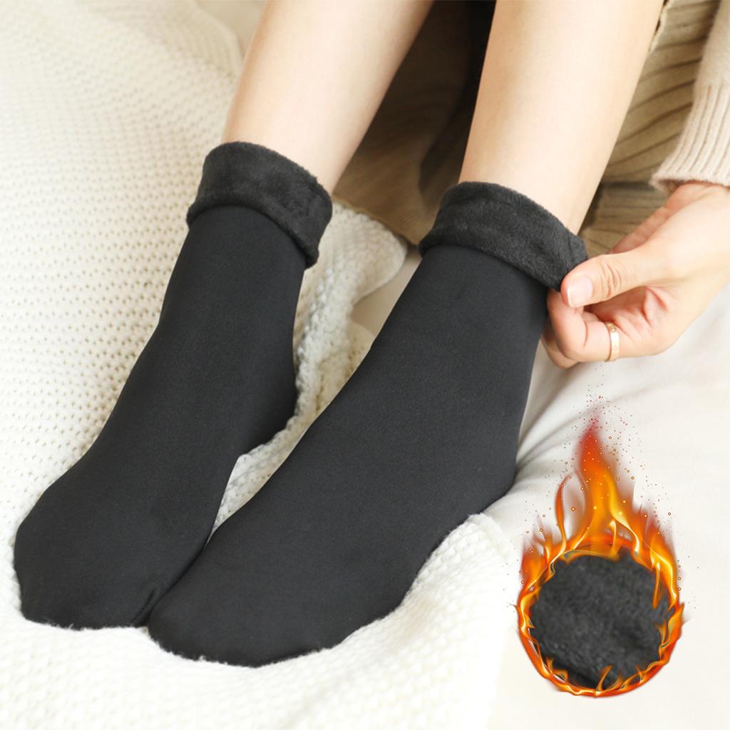 Winter Warm Thick Socks Snow Boots Thermal Socks Velvet Sleeping Socks Black