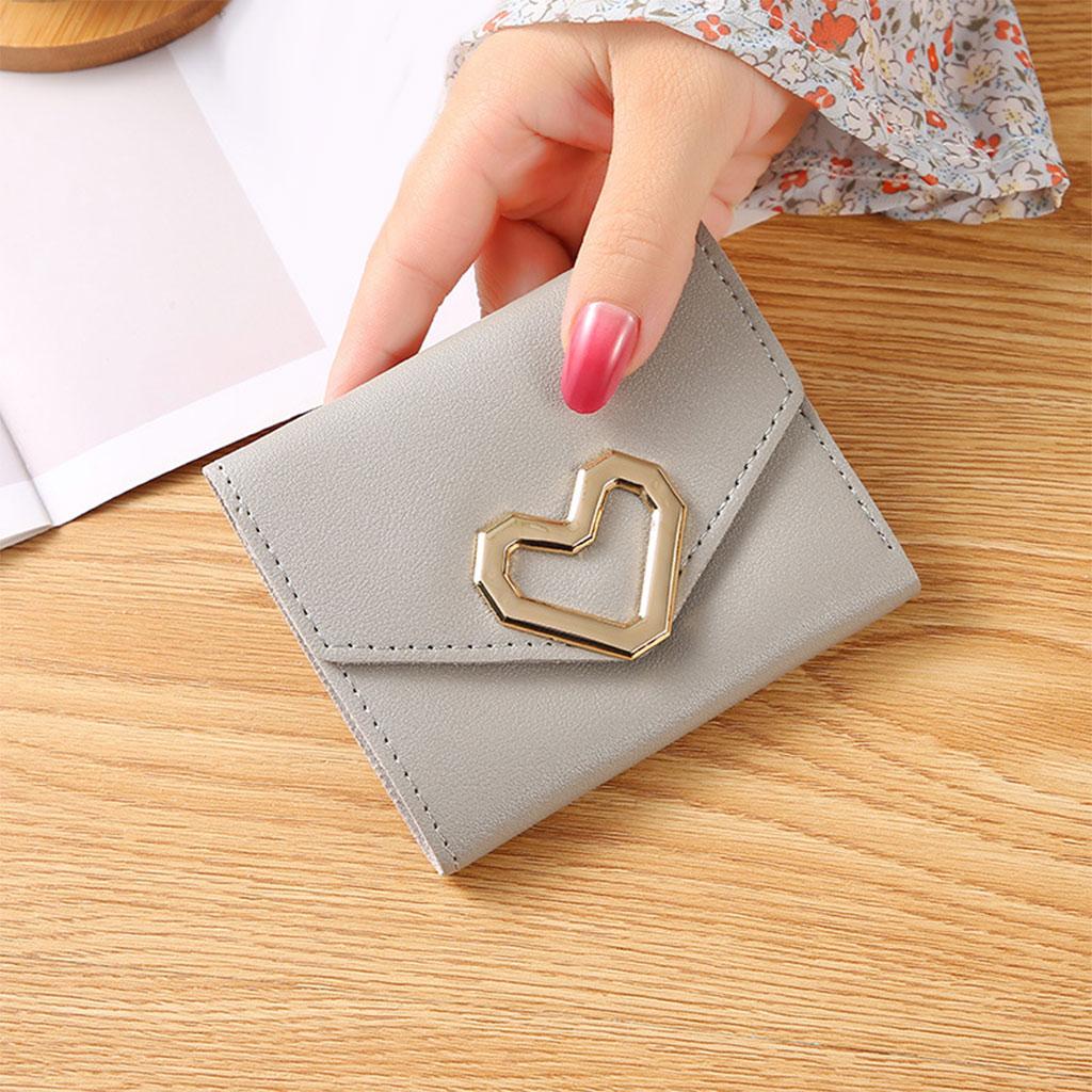 Mini Women Wallet Card Holder Trifold Wallet Folding Clutch Bag Light grey