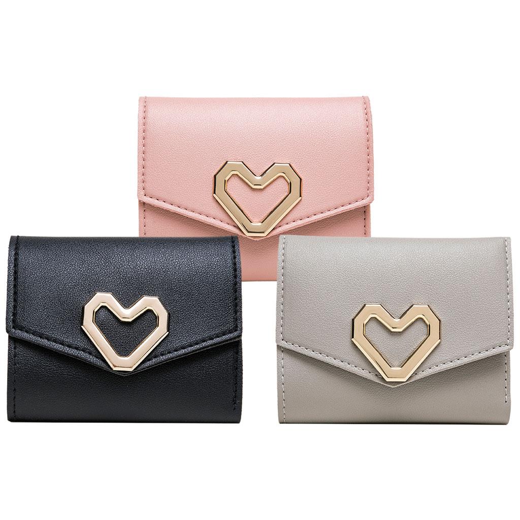 Mini Women Wallet Card Holder Trifold Wallet Folding Clutch Bag Light grey