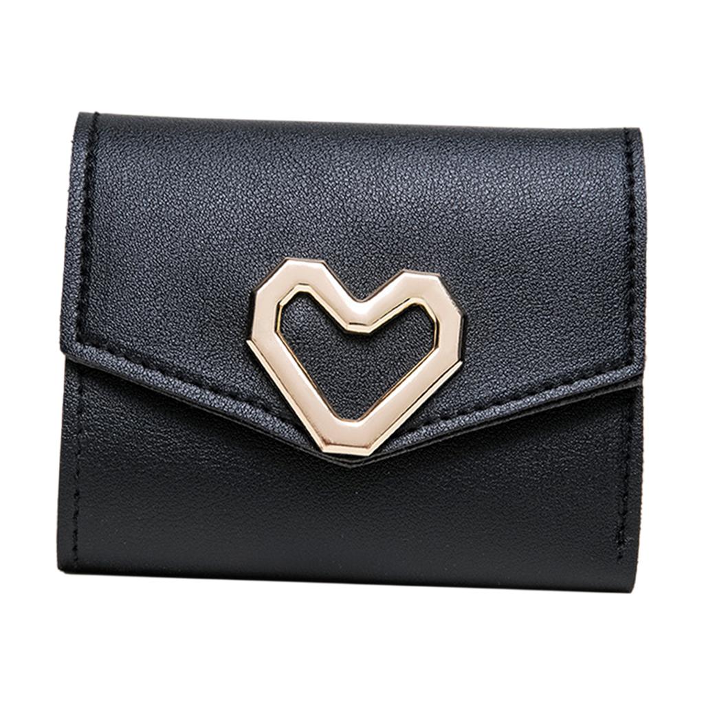 Mini Women Wallet Card Holder Trifold Wallet Folding Clutch Bag Black