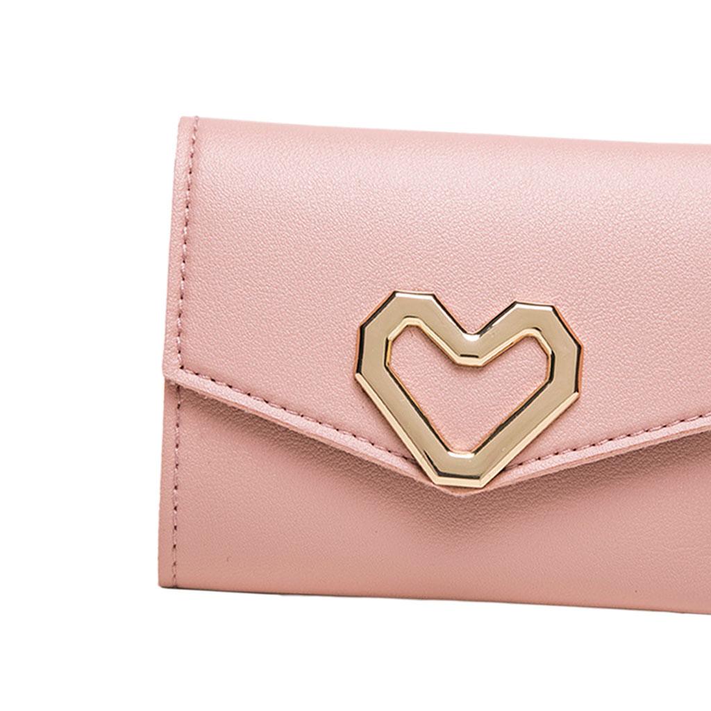Mini Women Wallet Card Holder Trifold Wallet Folding Clutch Bag Pink