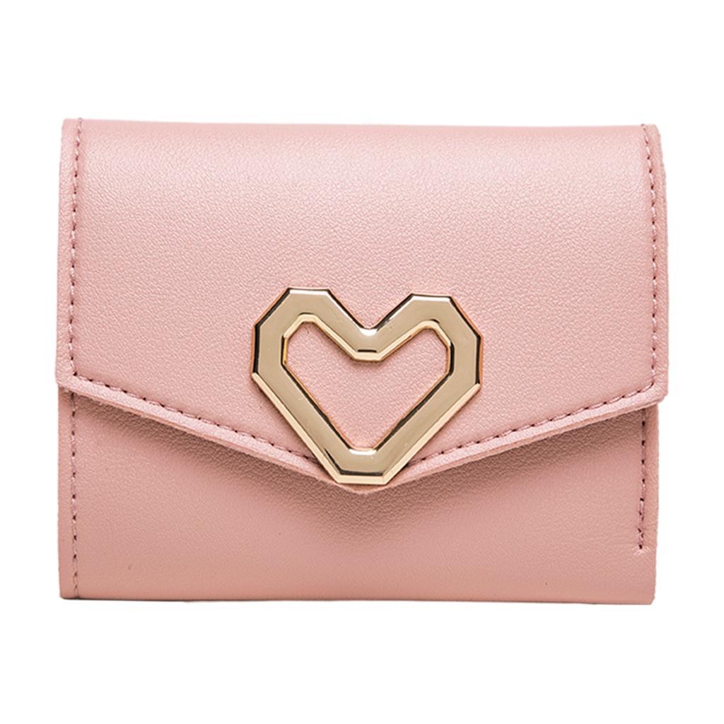 Mini Women Wallet Card Holder Trifold Wallet Folding Clutch Bag Pink