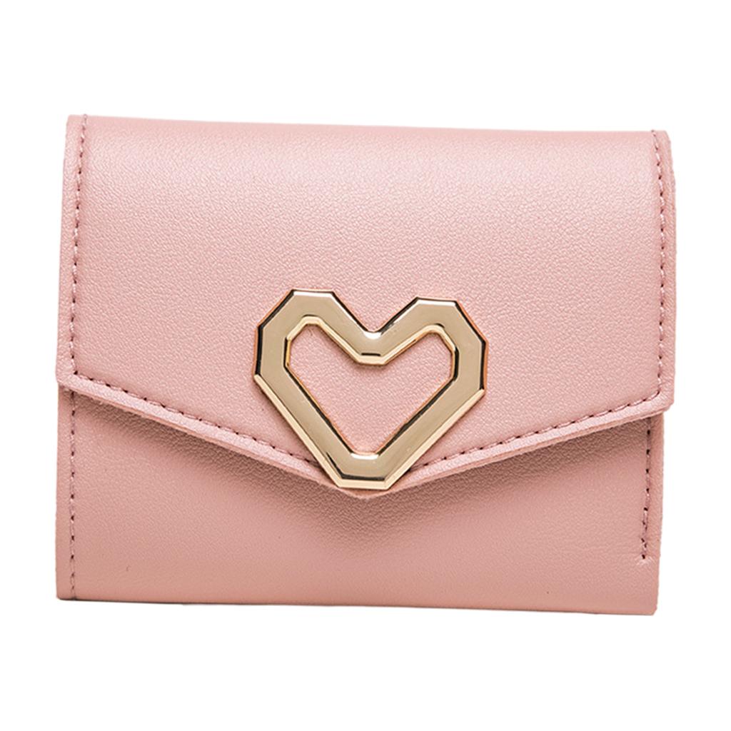 Mini Women Wallet Card Holder Trifold Wallet Folding Clutch Bag Pink