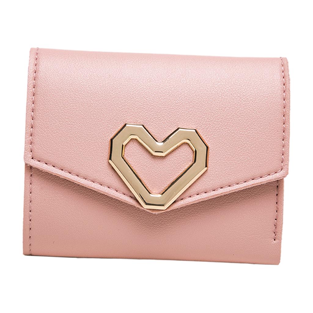Mini Women Wallet Card Holder Trifold Wallet Folding Clutch Bag Pink