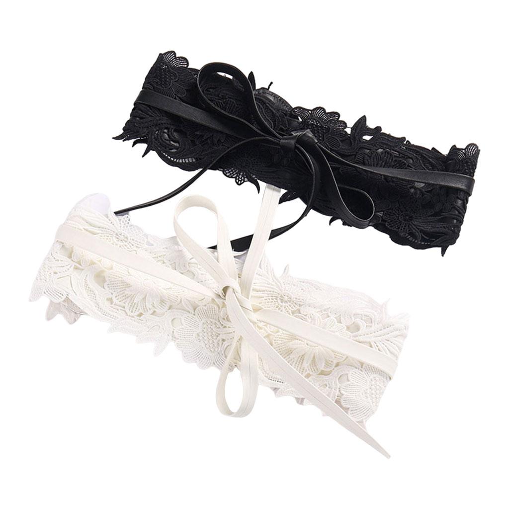 Women Lace Waist Belt Wrap Around Tie Obi Cinch Waistband Boho Women Belt Black