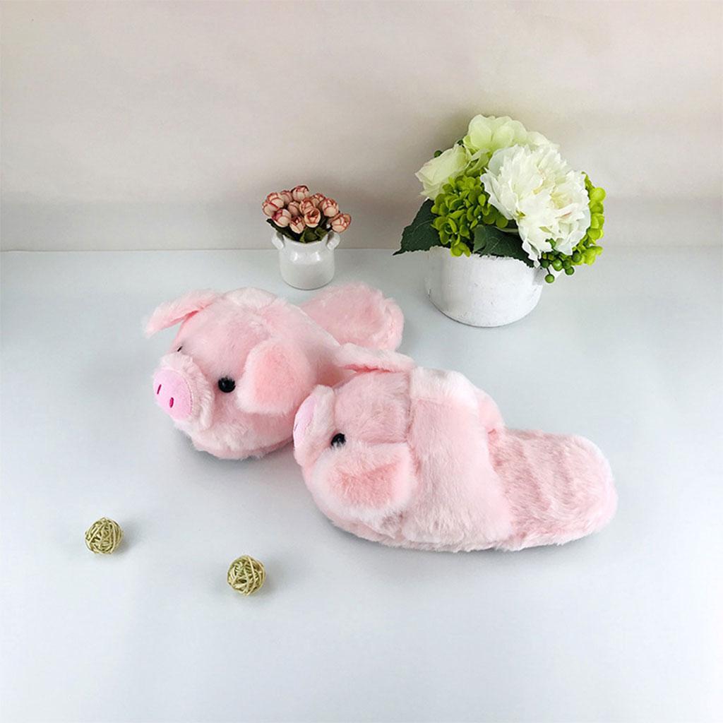 Cartoon Warm Slippers Pink Pig Shape Soft Fall Winter Bedroom Women Shoes