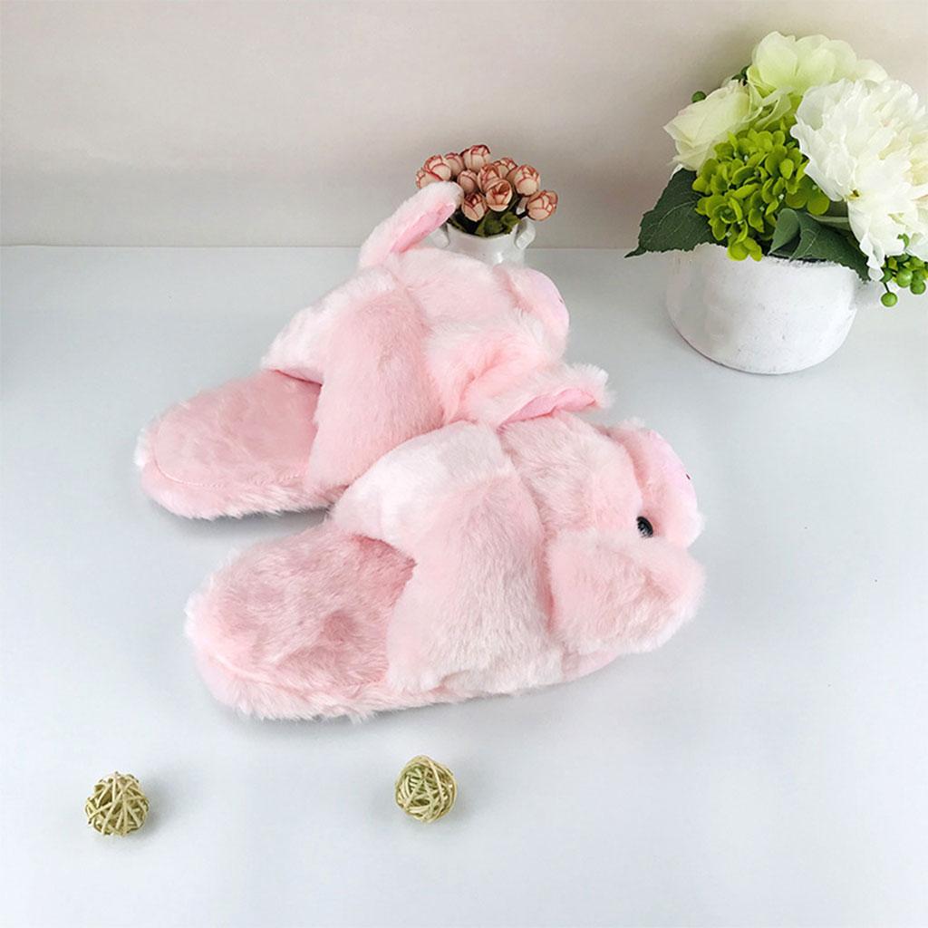 Cartoon Warm Slippers Pink Pig Shape Soft Fall Winter Bedroom Women Shoes