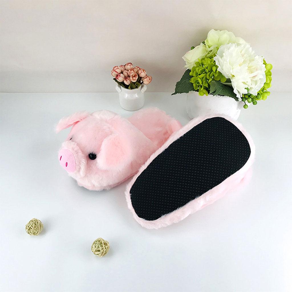 Cartoon Warm Slippers Pink Pig Shape Soft Fall Winter Bedroom Women Shoes