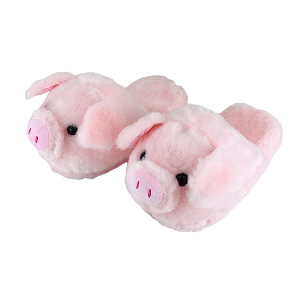Cartoon Warm Slippers Pink Pig Shape Soft Fall Winter Bedroom Women Shoes