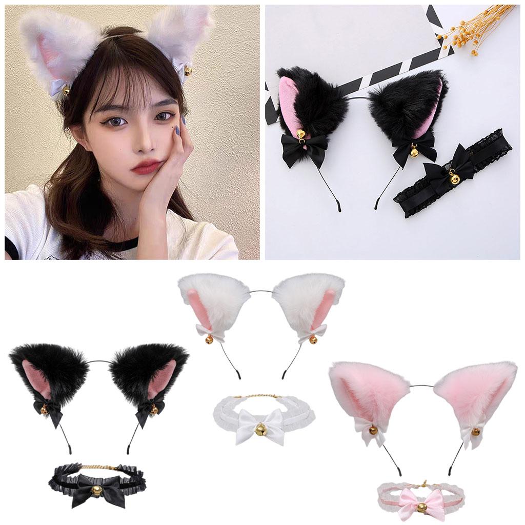 Cat Ears Head Hoop Hair Holder Hairband Headwear Accessories for Festival white