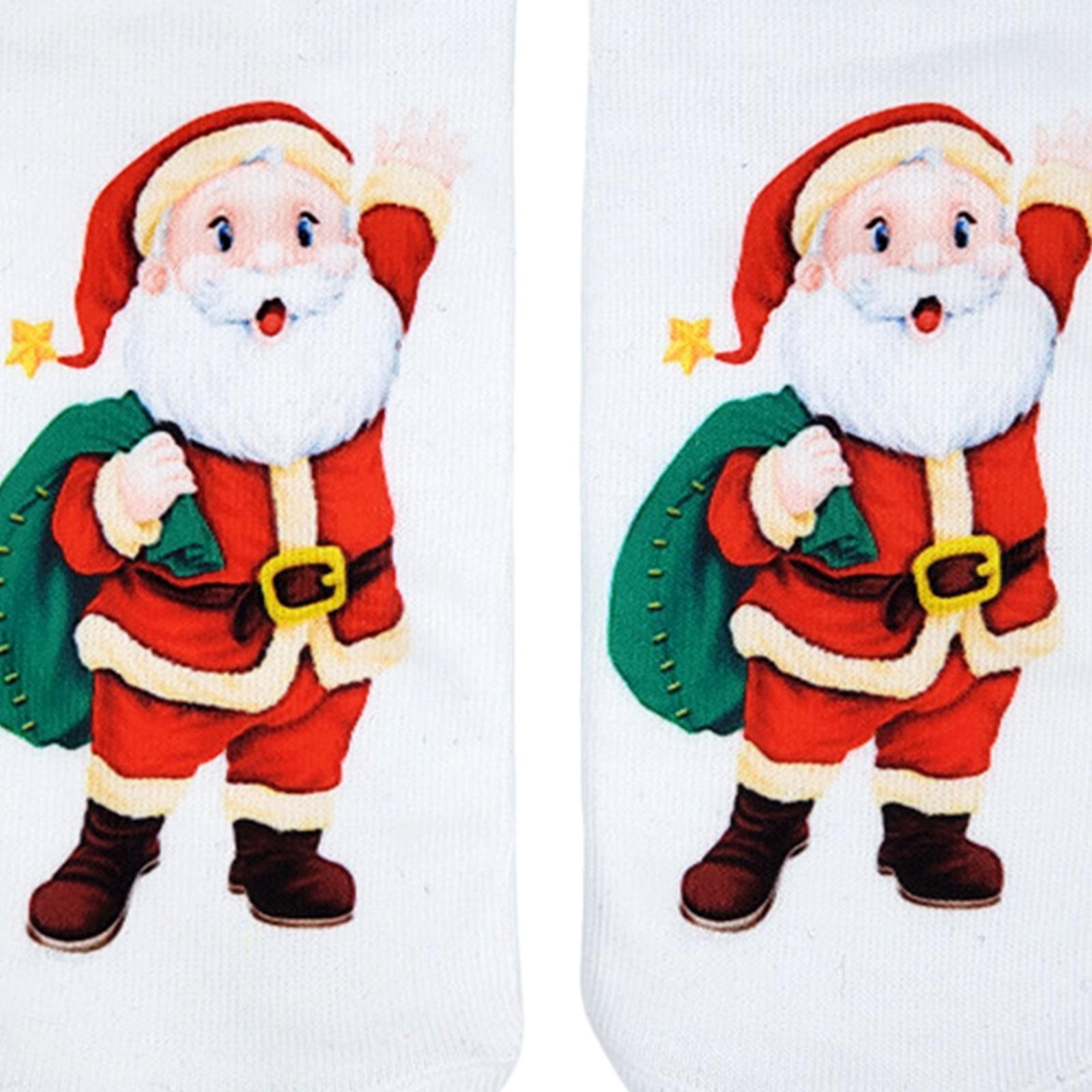 Fashion Low Crew Socks Chrismas Short Sock Breathable for Girls Boys Men Santa White