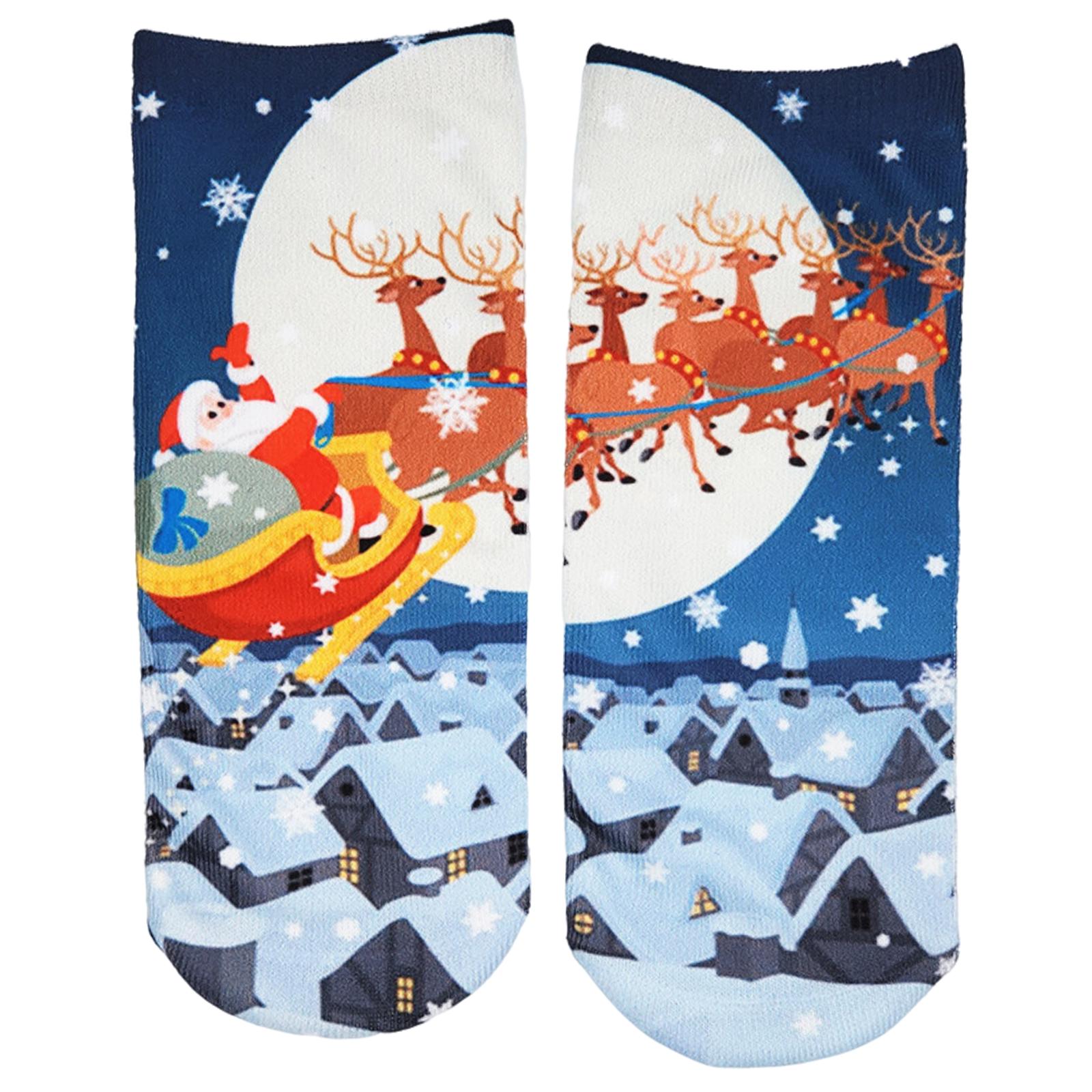 Fashion Low Crew Socks Chrismas Short Sock Breathable for Girls Boys Men Santa snowflakes