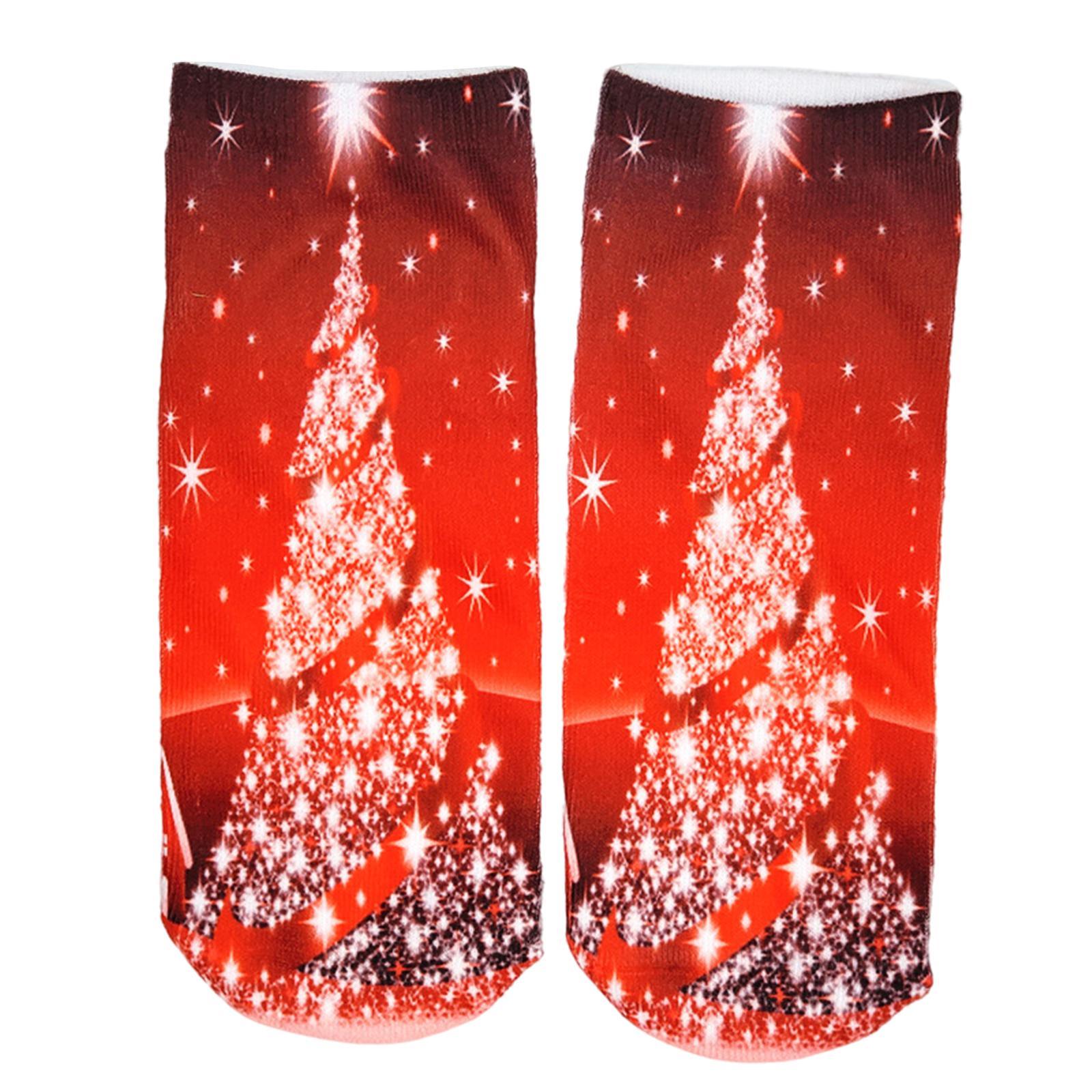 Fashion Low Crew Socks Chrismas Short Sock Breathable for Girls Boys Men Red