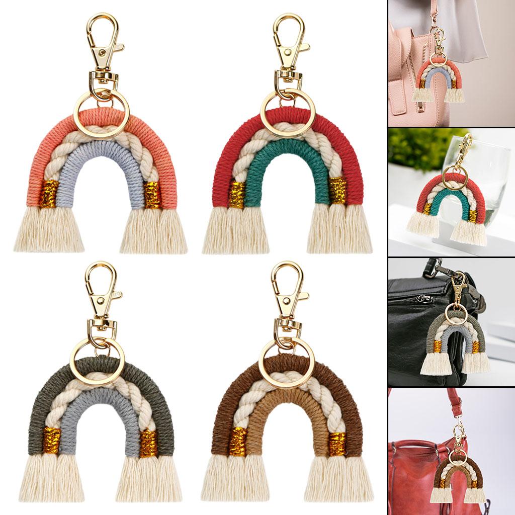 Rainbow Keychains Tassel Home Decor Handmade Boho Jewelry Making Pink