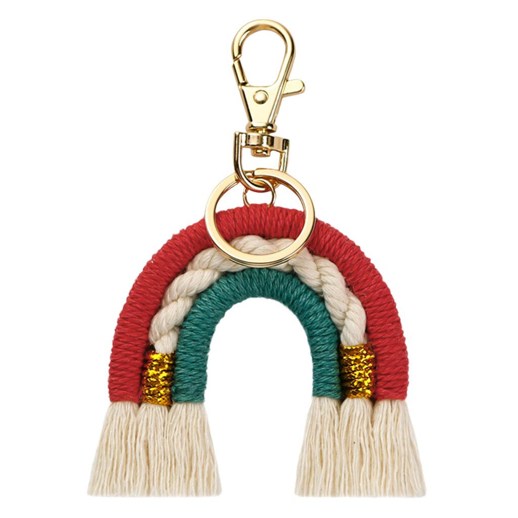 Rainbow Keychains Tassel Home Decor Handmade Boho Jewelry Making Red