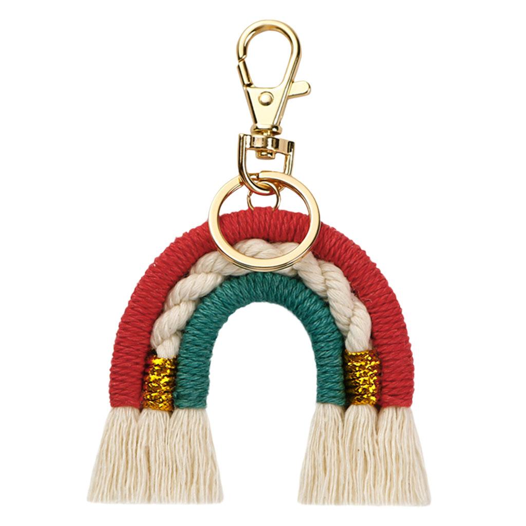 Rainbow Keychains Tassel Home Decor Handmade Boho Jewelry Making Red